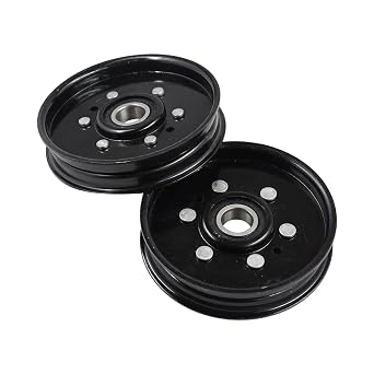 2PCS Flat Idler Pulley AM37249 AM107468 AM37442 AM35862 M81677 Compatible with John Deere 38 48 54 Mower Decks Replace for eXmark 1-602501 1-403009 Husqvarna 601000391 533310326