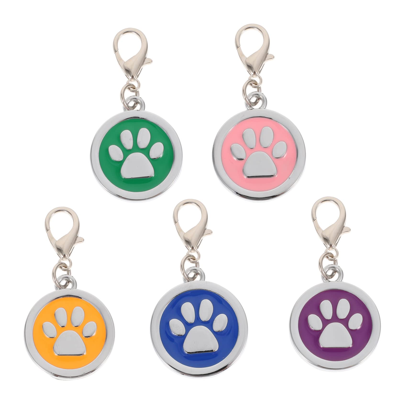 CIYODO 5Pcs Pet Id Tags Creative Paw Design Hanging Pendant for Dogs and Cats Durable and Adorable Pet Collar Charms