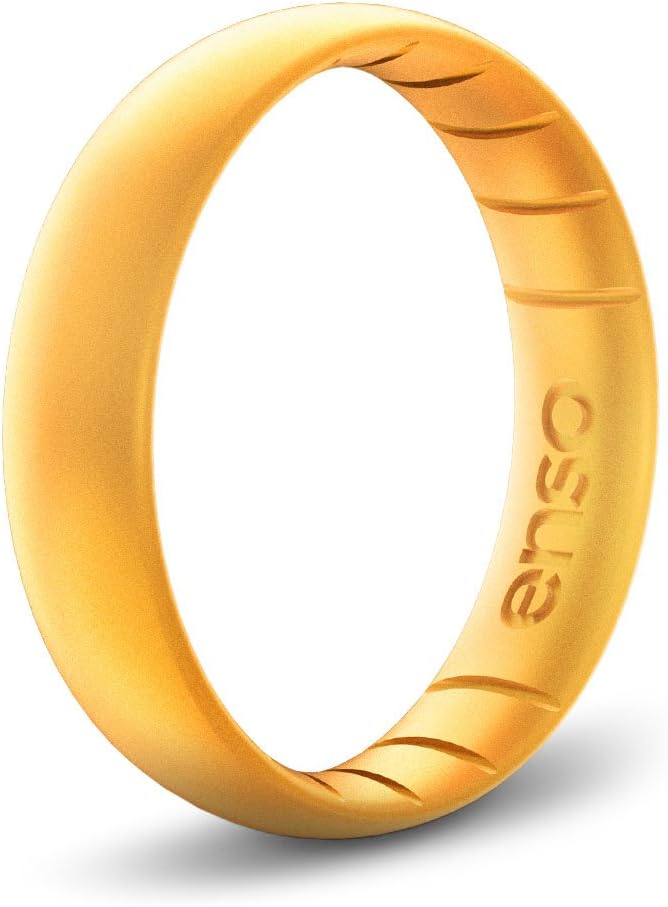 Enso Rings Thin Elements Silicone Ring Infused with Precious Elements – Stackable Wedding Engagement Band – 4.3mm Wide, 1.75mm Thick