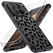 Case for Xiaomi 15T Pro with 2 Tempered Glass, Aesthetic Fashion Leopard Pattern Shockproof with Reinforced Corners Translucent Matte PC Hard Back Cover Anti-Scratch + TPU Bumper Shockproof Cover