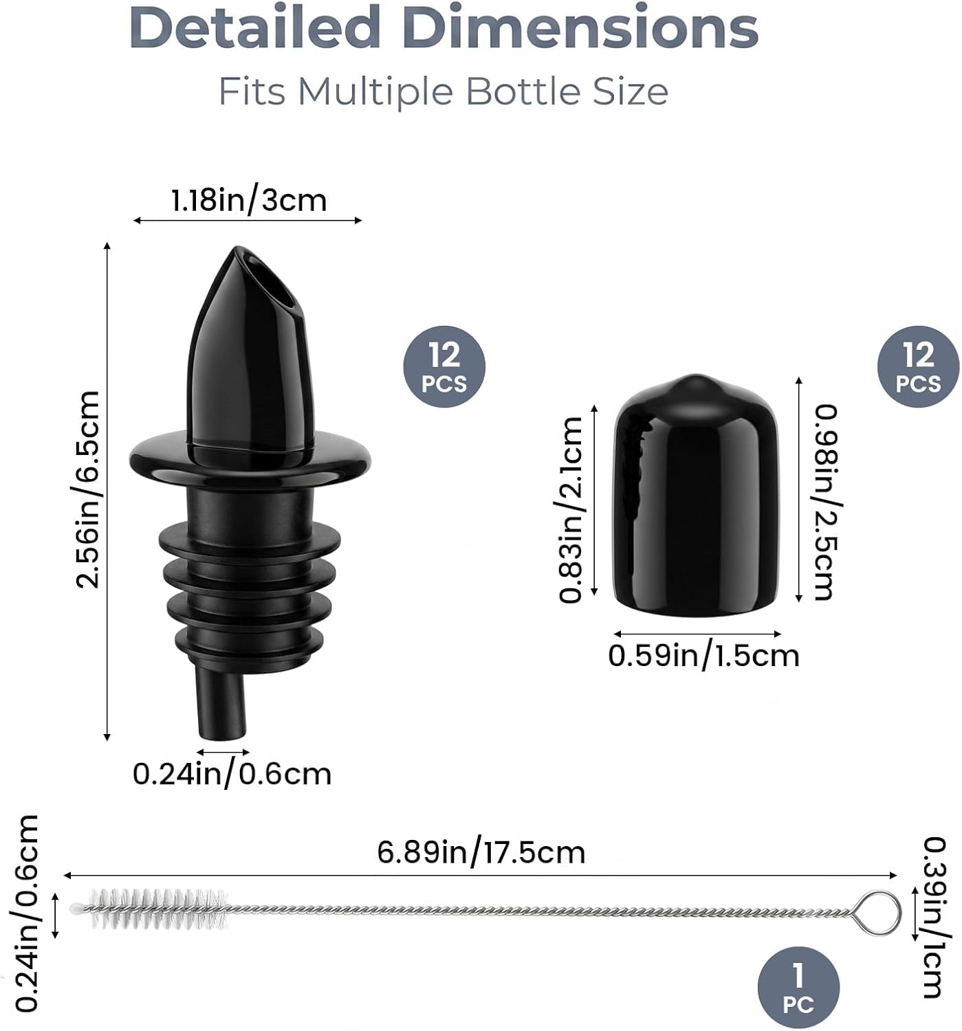 25Pcs Syrup Liquor Pour Spouts Bottle Pourers with Dust Caps Bottle Toppers