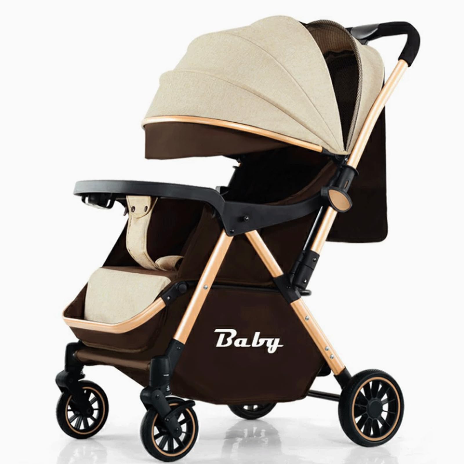 wózek dziecięcy Travel Stroller kan gaan zitten of liggen lichtgewicht opvouwbare paraplu-kinderwagen vierwielige tweerichtingshandelwagen wózek spacerowy