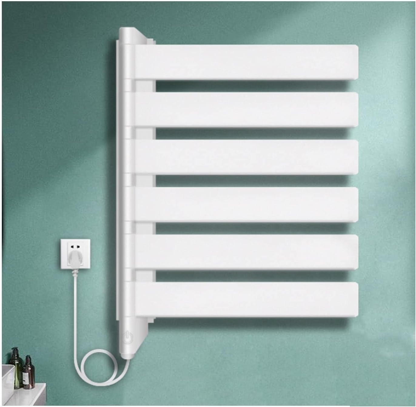 Towel Warmer Rack,6 Bars Heated Towel with Temperature Control,180° Rotation Electric Heater,Plug-in,Type A-Type A(Type C)