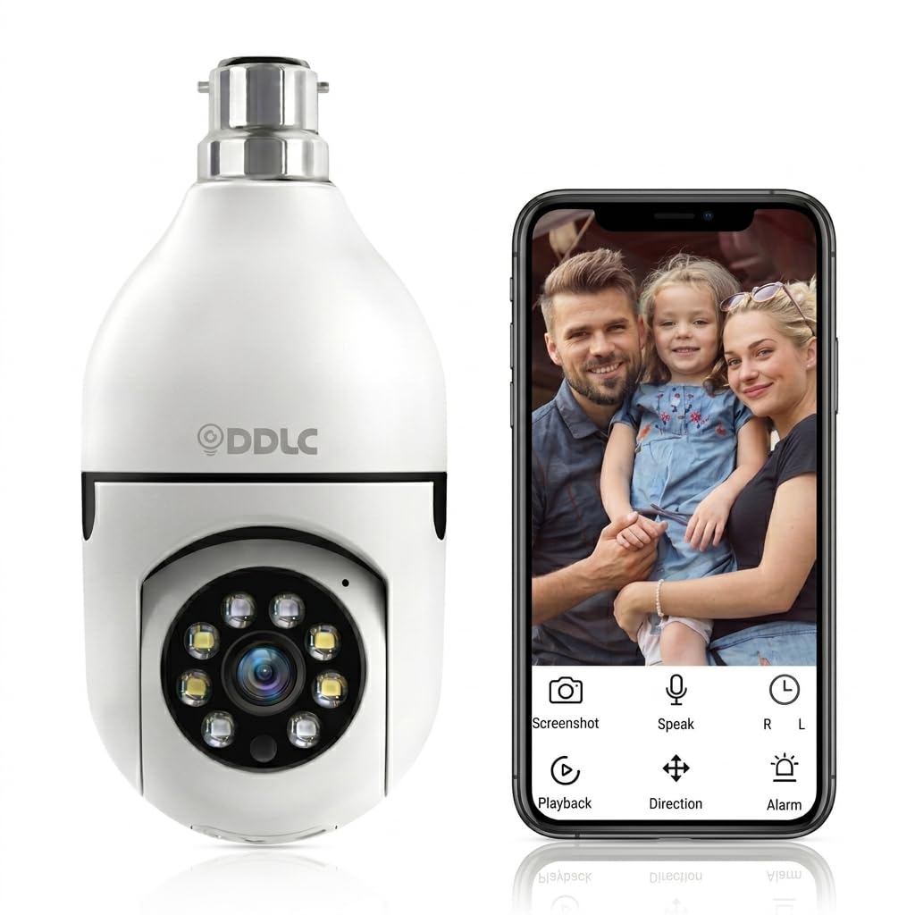 DDLC 3MP WiFi Light Bulb Security Camera | 1080P HD | 360° Rotation | Color Night Vision | Motion Detection | Two-Way Audio | Wireless Indoor Outdoor Camera | V380 Pro App Support-picture-21