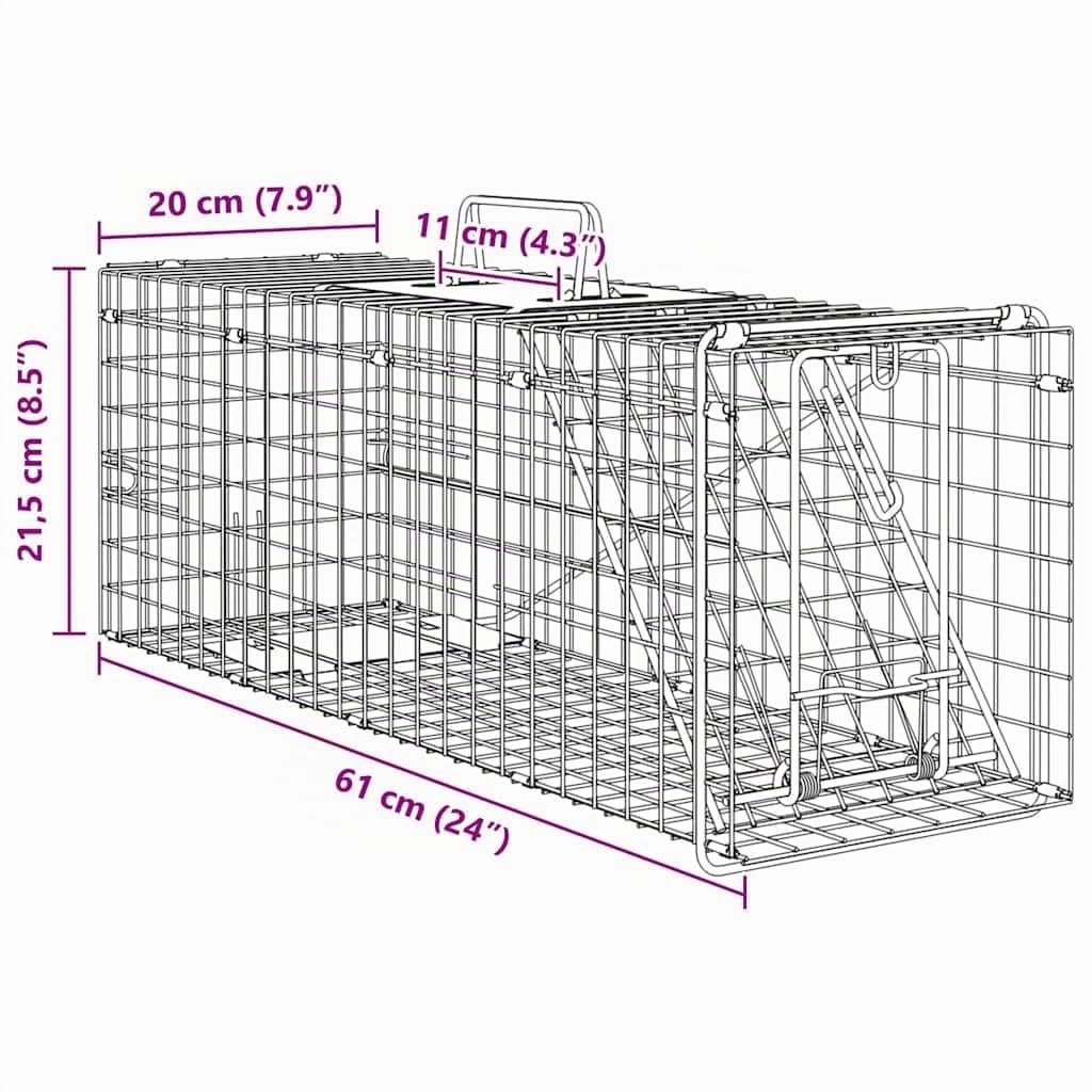 Genérico Trappola per Animali Antracite 61 x 20 x 21.5 cm Acciaio,Antracite,1.889kg,42017312