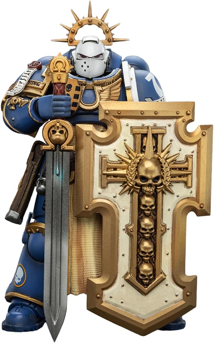 JOYTOY Warhammer 40K Levantus Ultramarines with Power Sword, Stormshield and Bolt Pistol 1/18 Action Figure 4.84" Collection and Display Model Gifts for 15Age+ JT02793