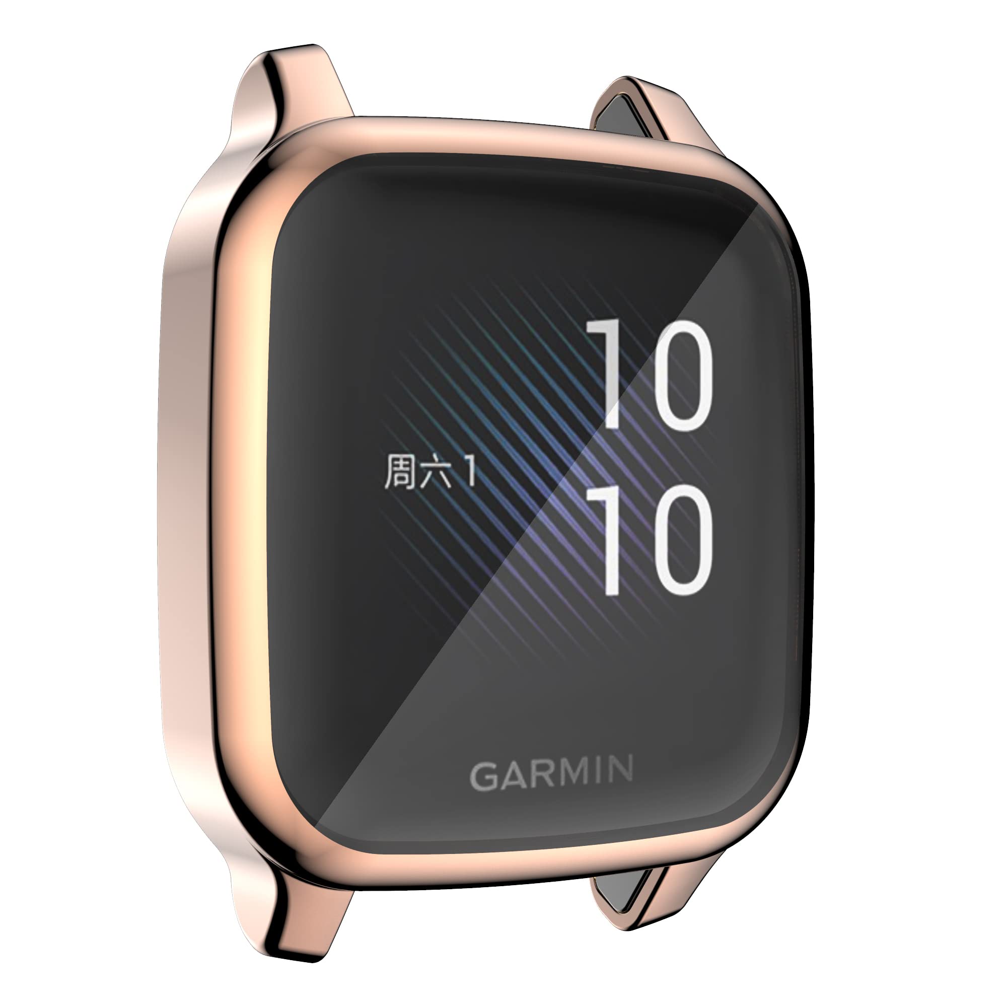 Custodia SkyBand In TPU E Silicone Per Garmin Venu Sq – Protezione Completa Con Pellicola Inclusa, Oro Rosa