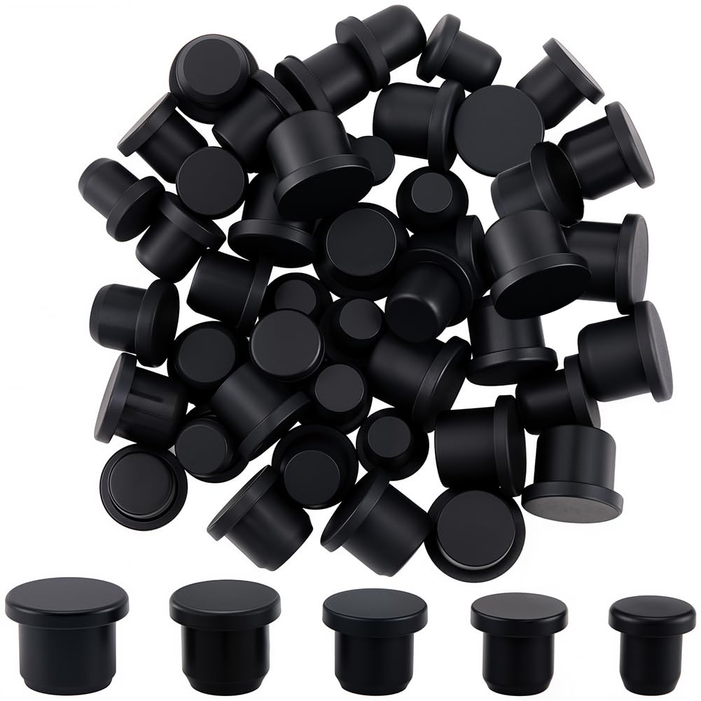 GORGECRAFT 50Pcs 5 Sizes Black Silicone Bottle Stopper Tube Seal Plug 7.5/8.3/9.5/10.5/11.5mm Salt and Pepper Shakers Stopper Replacement Insert Hole Plug End Covers for Bottles Pipes Flower Pots