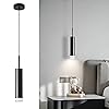 KCO Lighting LED Black Mini Pendant Light Modern Cylinder Pendant Lighting Small Adjustable Contemporary Ceiling Hanging Light for Kitchen Island Living Room (Black)
