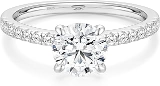 925 Sterling Silver 1.25 CT Round Solitaire Cubic Zirconia Engagement Ring Halo Promise Ring Size 4-11.5
