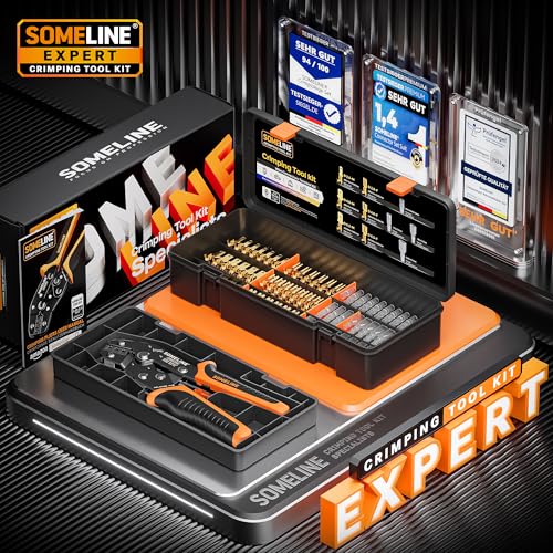 SOMELINE Crimpzangen Set, 6 Arten [0,25-2,5mm²] Flachsteckhülsen Set, Flachsteckhülsenzange, Spade Steckverbinder Krimpzange, Crimpzangen Tool, Crimp Zange, Crimpwerkzeug, Crimp Tool, Presszange