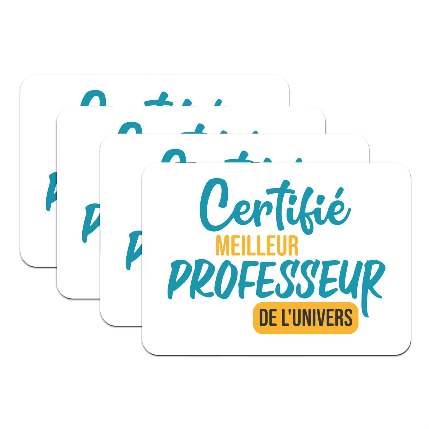Sets de table blancs lavables certifié meilleur prof de l'univers grand format x4