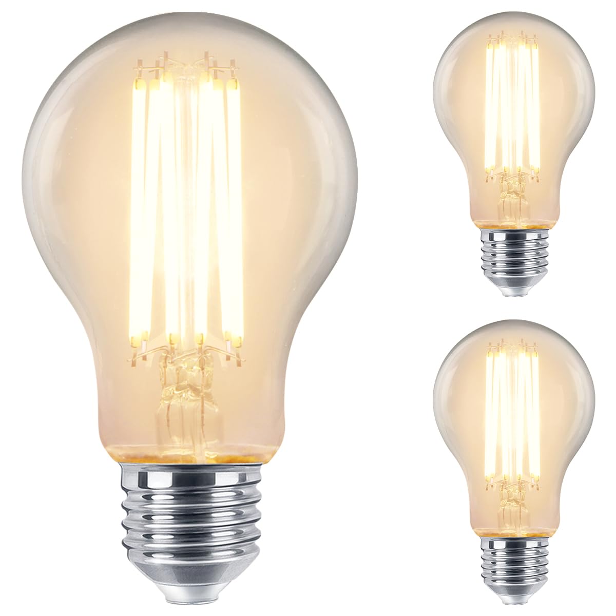 Long Life Lamp Company 3 LED Light Bulb 3000k E27 10w Dimmable Filament Clear Glass A60 Warm White