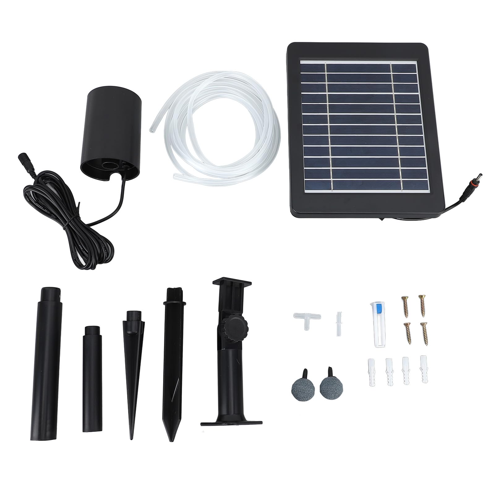 Aramox Solar-Teichbelüfter-Luftpumpen-Set, ABS, Solarbetriebene Luftpumpe, 6 V, 4 W, Panel, 2200 MAh, Batterie, 3 Modi, 0,8 L min. für Fischteich, Aquarium, Outdoor-Angeln