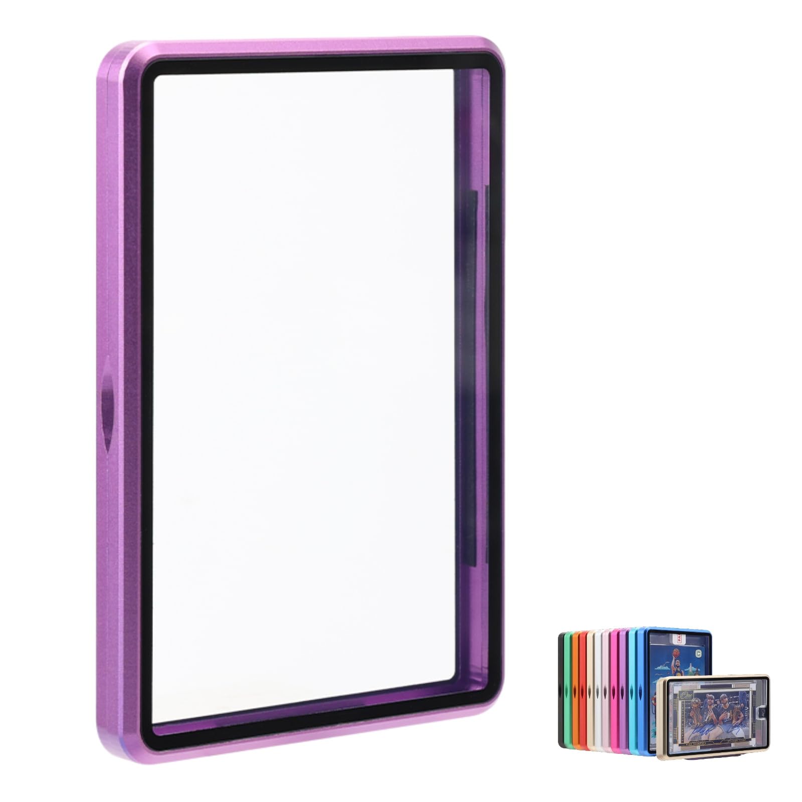 Metal Slab Protector Fits Ungraded Original Sealed Card - UV Resistant- Aluminum Frame Magnetic Closure Bumper Case for Sports & Gaming Cards (Purple,75PT~130PT)
