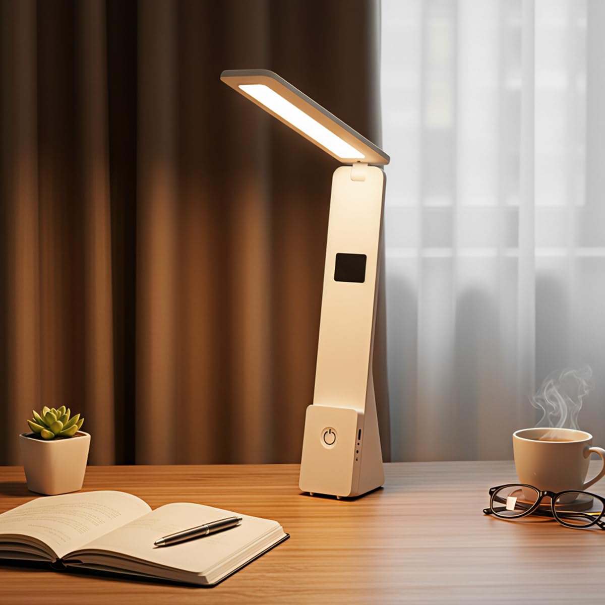 ELEPHANTBOAT® Table Lamp for Study Room Rechargeable 3 Color LED Study Light 180° Folding Desk Lamp Stepless Dimmable Light with Touch Button Control USB Rechargeable Desk Lamps-image-33