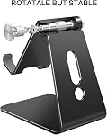 Adjustable Cell Phone Stand, OMOTON C2 Aluminum Desktop Phone Holder Dock Compatible with iPhone 17/16/15/14 Pro Max/Pro/Air and Other Smart Phones, Black