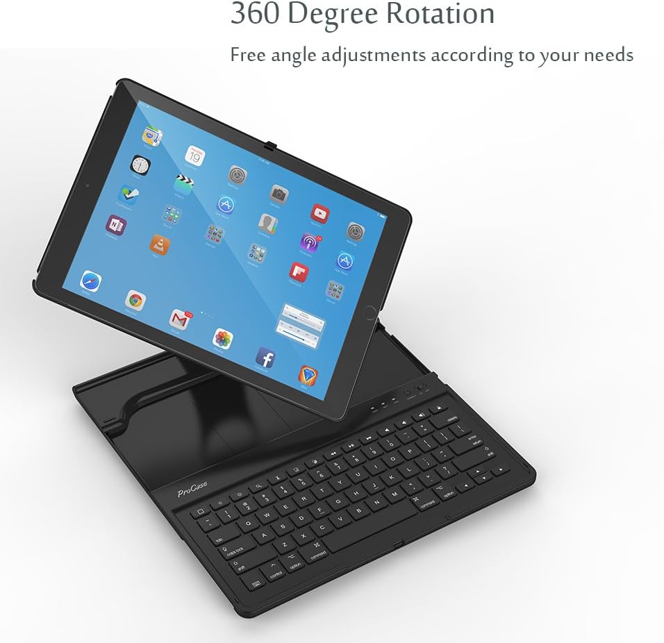 ProCase Keyboard Case for 1st & 2nd Generation iPad Pro 12.9 2017 2015, iPad Pro 12.9 Tablet Wireless Keyboard Case for iPad Pro 12.9" (2nd & 1st Gen)- Black