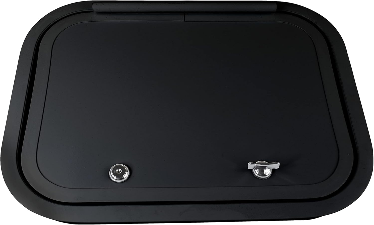 RV Baggage Door 16" Wide X 12" High with Rounded Corners and Thumblocks for RV's- Compartment Access Storage Doors with Top Hinge- Camper Trailer Motor Home- Black