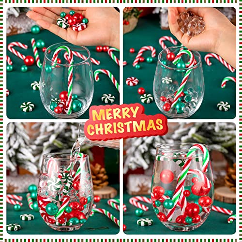 Htznhxt 120 Pcs Christmas Vase Filler, Green Red Candy Cane Pearl Beads, Christmas Filler Floating Faux Pearls For Vase Home Table Party Decor #TOP1