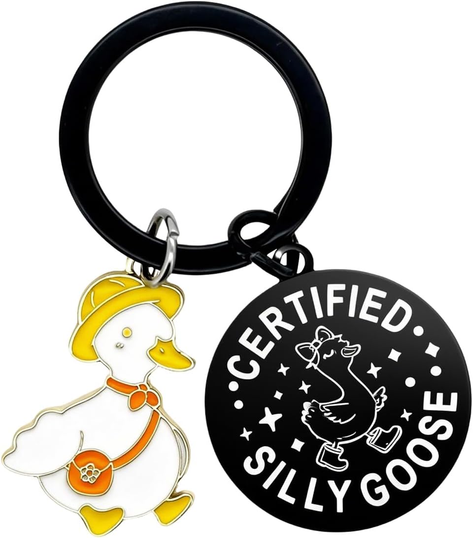 Silly Goose Keychain for Teen Girls Women Goose Decor Funny Gag Gifts for Friends Coworkers Valentine's Gift for Teens