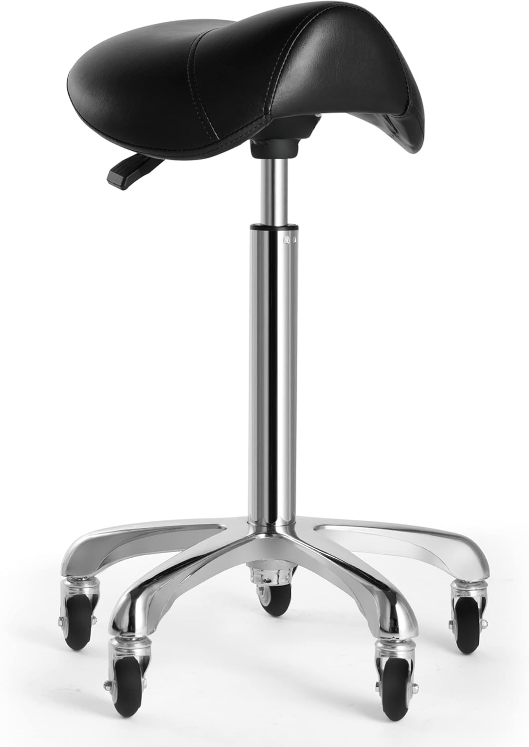 Beautynao Saddle Stool Rolling Ergonomic Adjustable Hydraulic Stool with Wheels for Salon, Spa, Tattoo, Pedicure, Massage