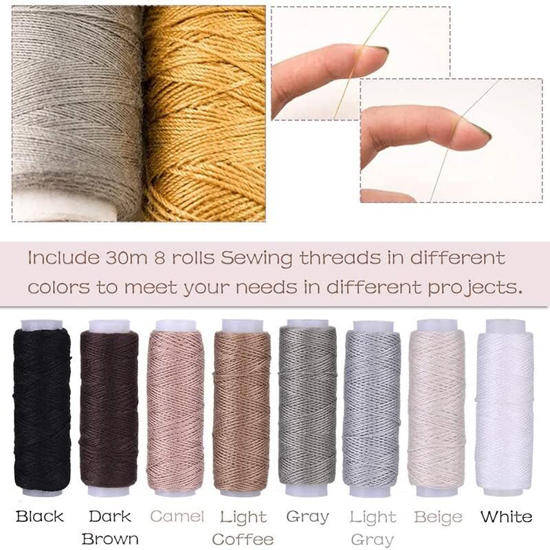 MIUSIE 30Pcs Leather Sewing Repair Kit with Sewing Thread Large Eye Stitching Needles Awl for Leather Leather Repair Stitching|Sewing| -