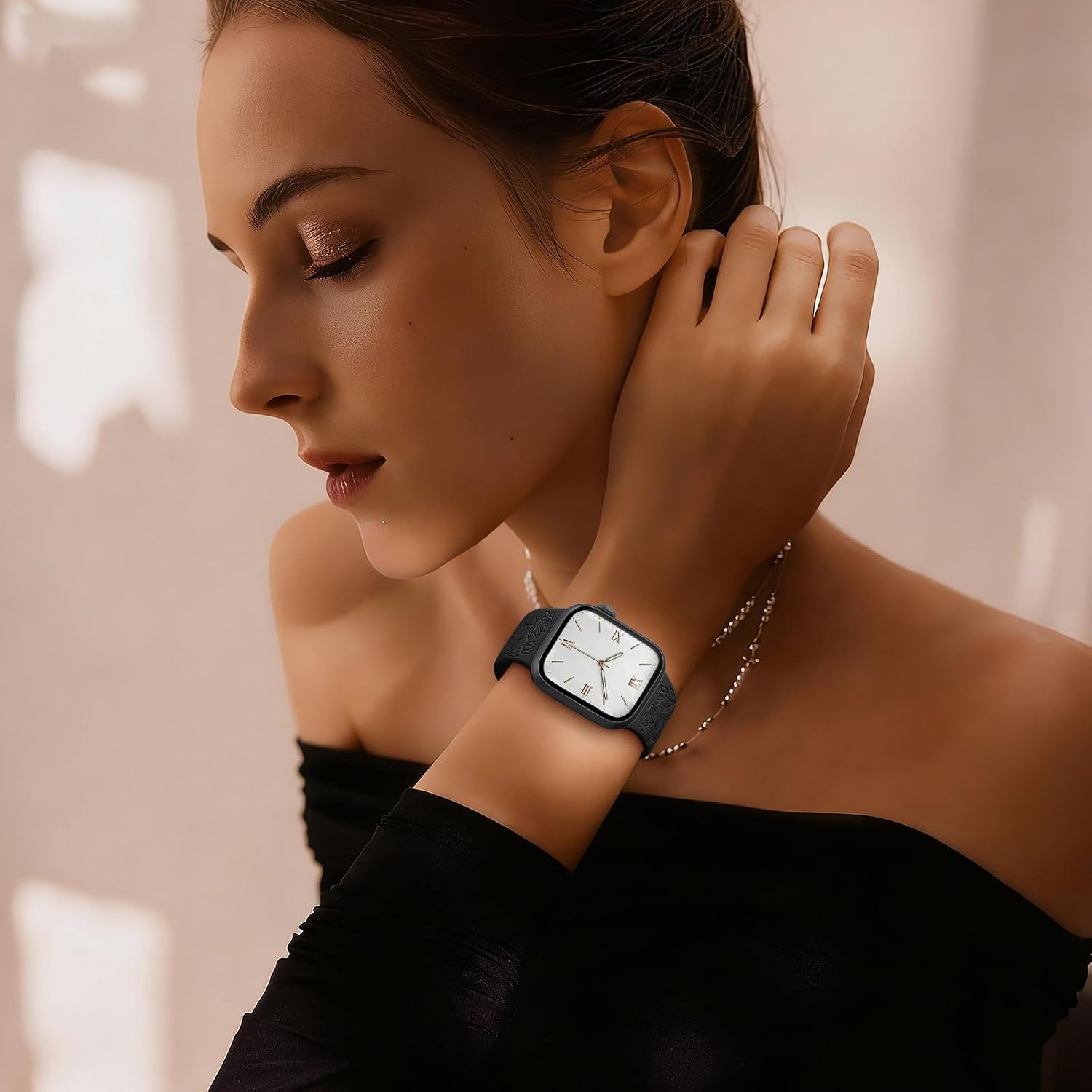 Easuny 8 Pack Bands for Women Compatible with Apple Watch 40mm 41mm 38mm 42mm 44mm 45mm 46mm 49mm iWatch Series 11 10 9 8 7 6 5 4 3 Ultra SE 3 SE 2nd, Soft Silicone Floral Engraved Dressy Wrist Straps