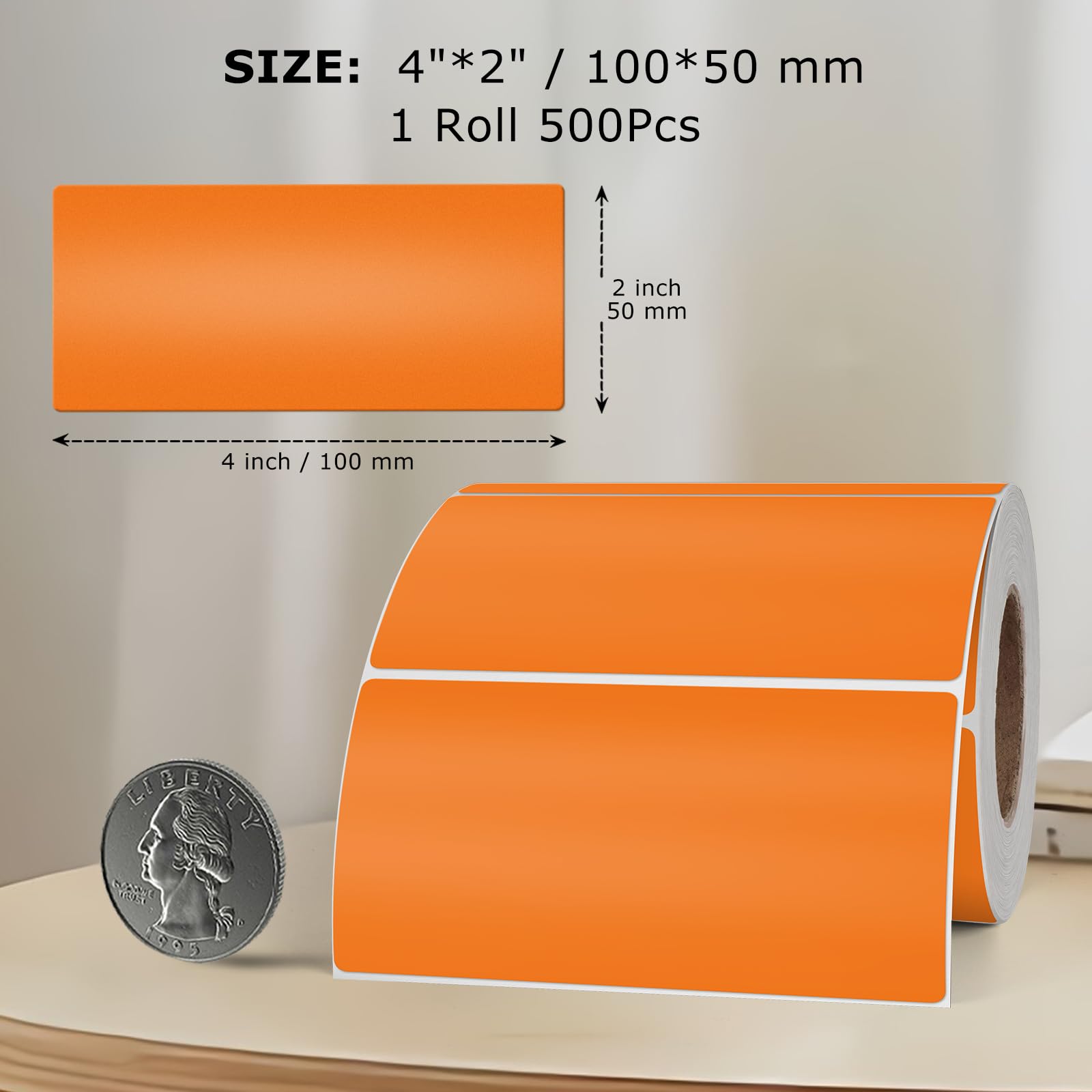 500 etichette arancioni 50 × 100 mm autoadesive in vinile per scrivere, impermeabili, per trasloco, lavagna, marmellata