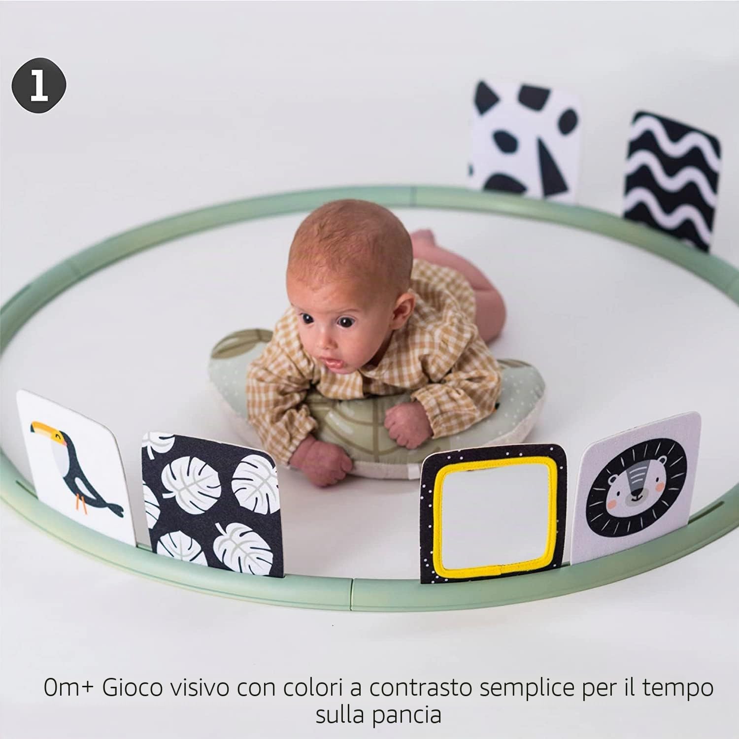 Taf Toys - Supporto per il tempo dell'addome per neonati e neonati, centro attività di sviluppo con cuscino rimovibile e giocattoli che favoriscono lo sviluppo dei sensi del bambino