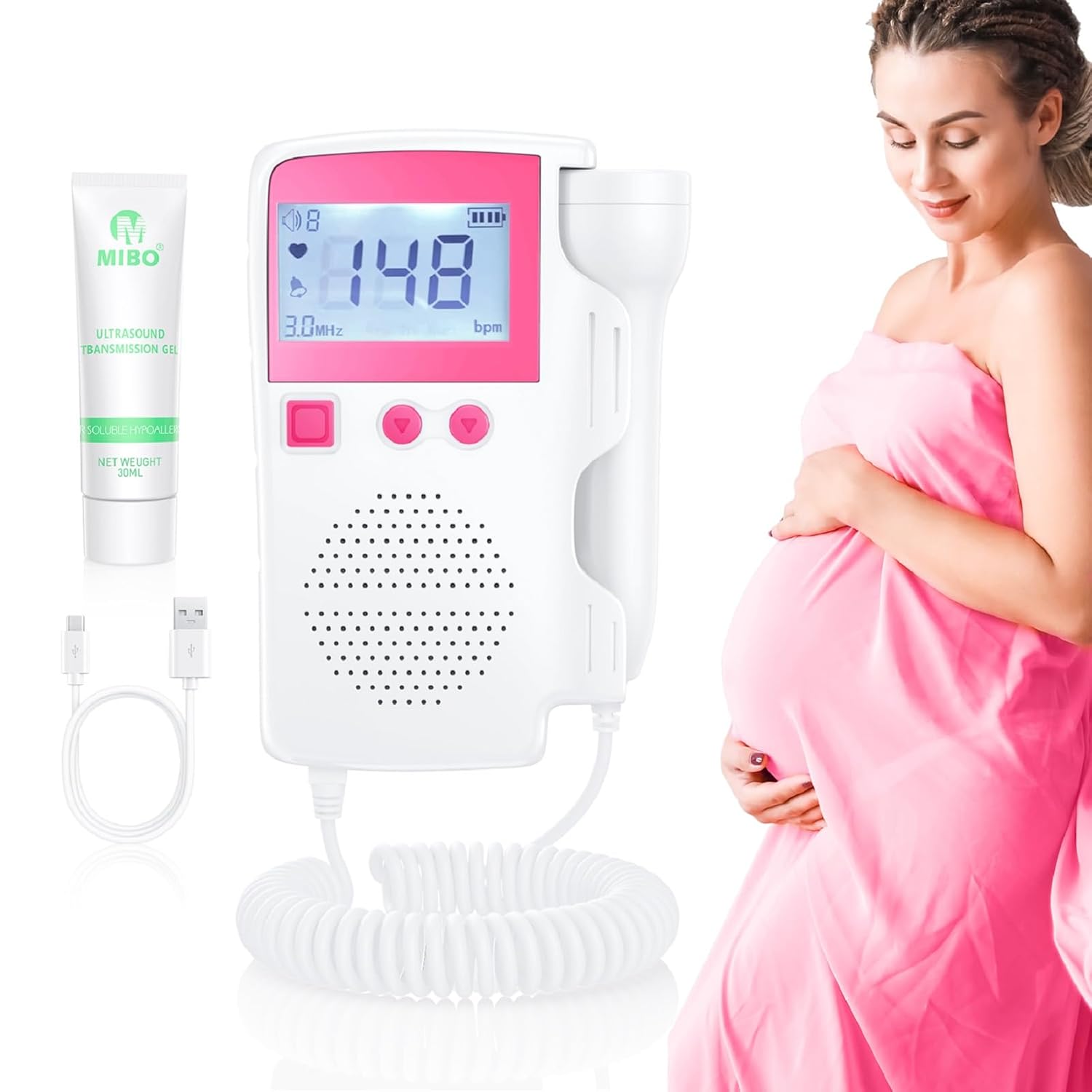 Bags for Baby Monitor Heartbeat Pregnancy Accessories Home Portable Doppler Fetal Heart Rate Monitor Bag Easy to Operate for Home Use for New Moms RWPG-M01
