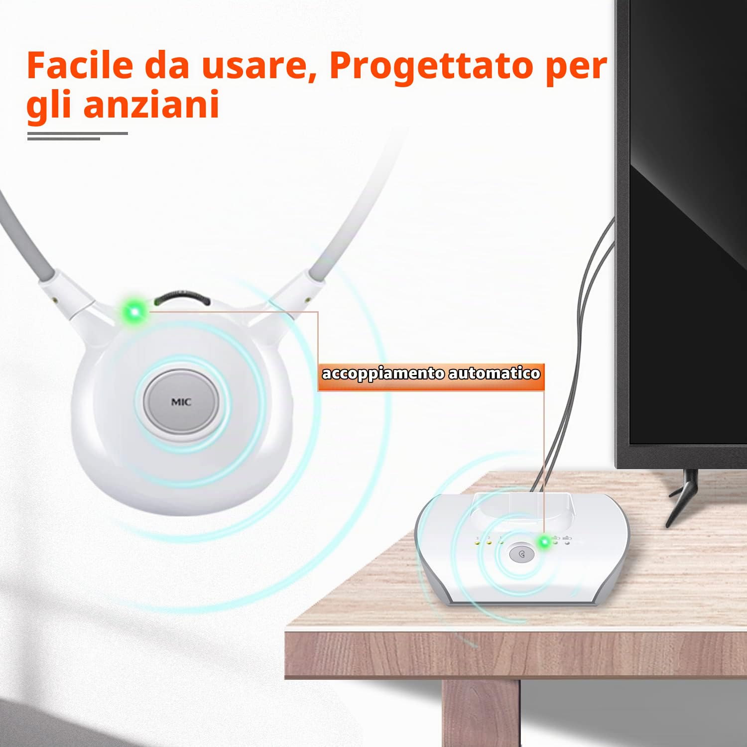 Holdsound APH100 2,4GHz Cuffie Senza Fili per TV con Trasmettitore | Cuffie Wireless TV, 3,5 mm AUX, RCA, 2 Batterie, Plug and Play, 30m Gamma,Stereo alto Volume Adatto alla Maggior Parte dei TV