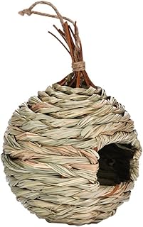 Balacoo Ninho De Pássaro Fora Da Casa Decoração De Casa De Pássaro Pendurado Ninho De Pássaro Ao Ar Livre Lugar De Descanso Para Pássaros Ninho De Pássaro De Palha Cáqui Casa De Pássaro
