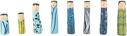 Floreros familiares de primavera de 8 piezas, jarrón bohemio familiar de resina, lindo jarrón pintado a mano para niñas, juego de decoración