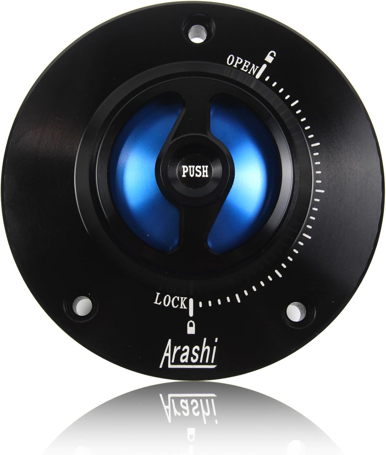 Arashi CNC Keyless Fuel Tank Gas Cap Cover for Suzuki GSF Bandit 650 1200S 1250, GSR 600 750, GSX650F, GSX1250F, Hayabusa Gen 2 GSXR 1300, GSXR 600 750 1000, SV650 SV650S, SV1000 SV1000S Blue