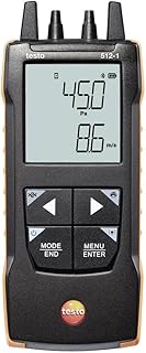 Testo 512-1 Manometer for Differential Pressure – Gas Flow and Pressure Measurement in Heating Systems, Air Conditioning, and Ventilation – Digital Manometer 0 to +80 InH2O - App Connectivity