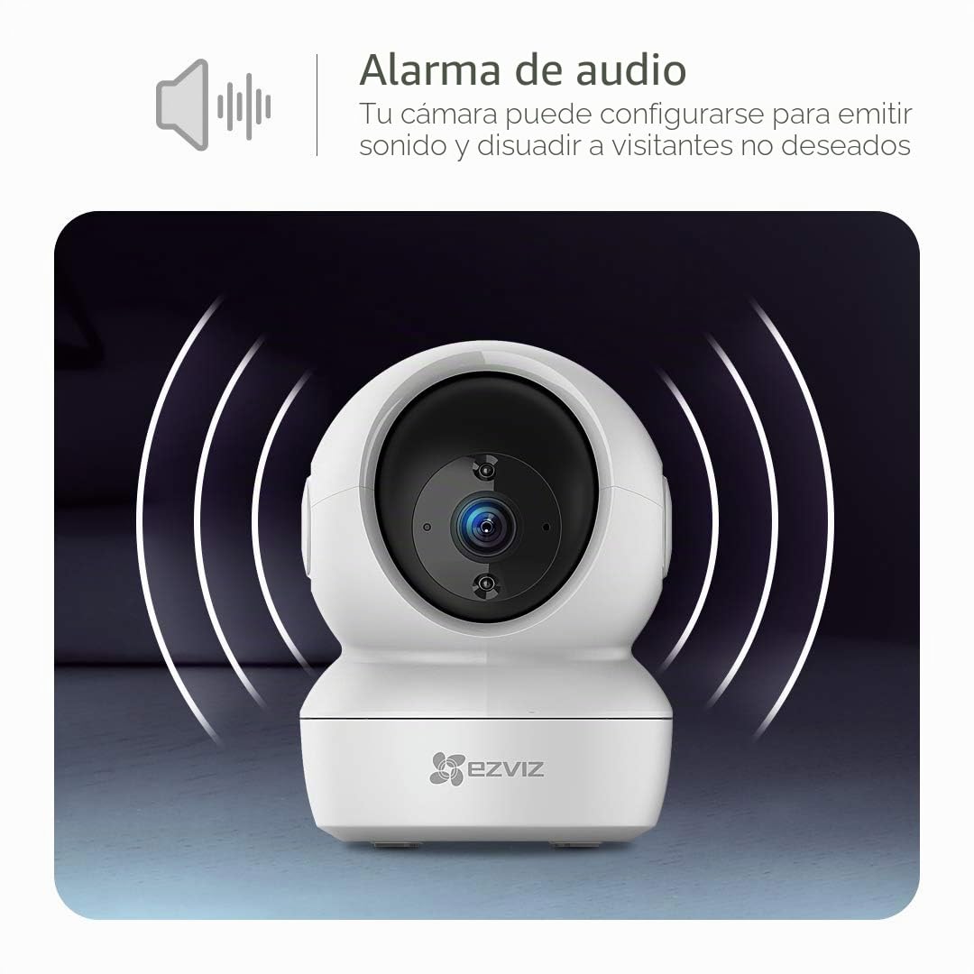 EZVIZ H6c - Cámara de seguridad PTZ Full HD para interiores Smart Home Security con seguimiento de 2 MP, visión nocturna inteligente, seguimiento automático de movimiento WiFi, compatible con tarjeta