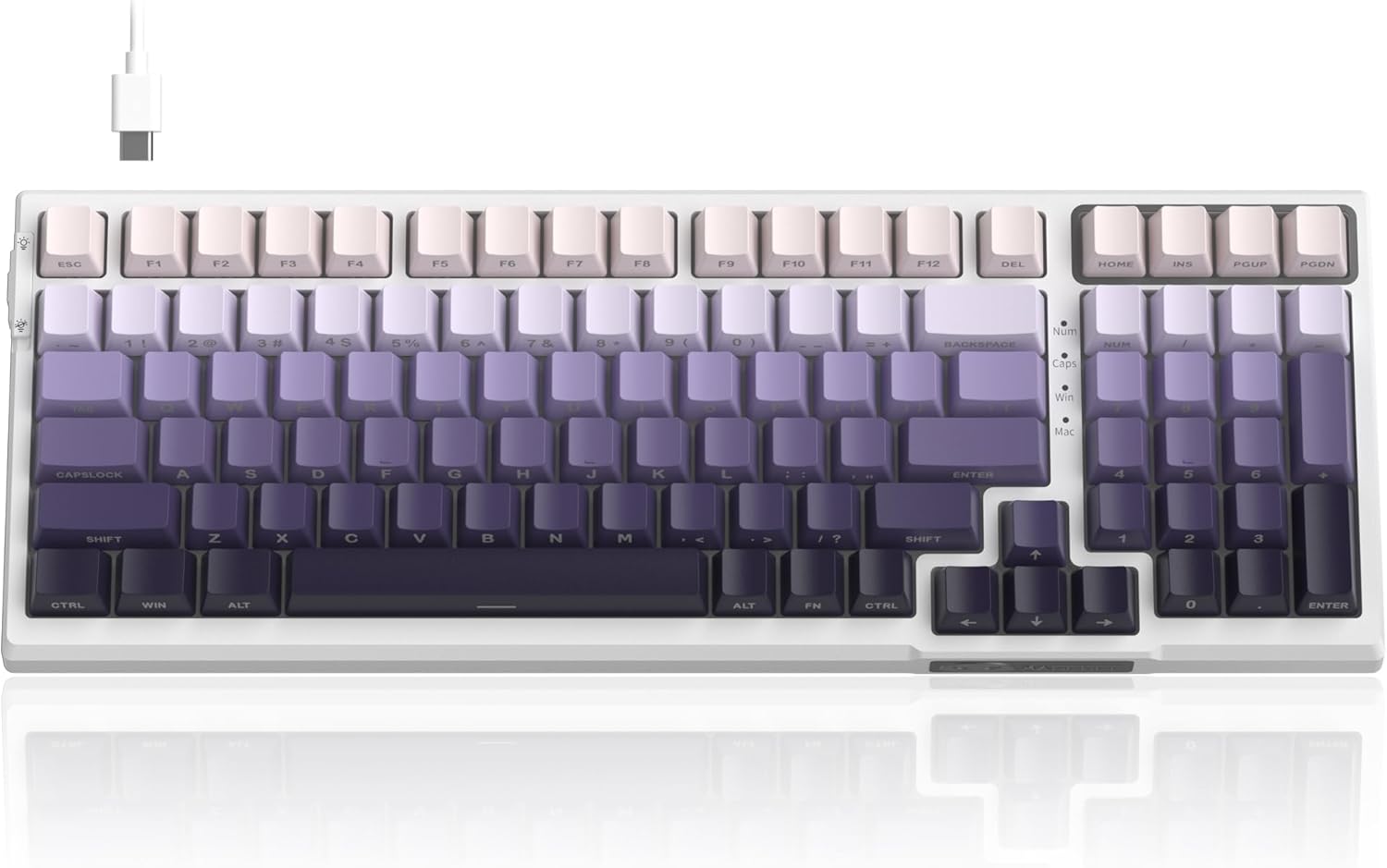 MageGee SKY98 Mechanical Gaming Keyboard, 96% Hot Swappable Wired Custom Creamy Keyboards w/ 5-Layer Sound Dampening, RGB Backlit, Side Printed Keycaps for Win/Mac (White & Purple, Purple Bird Switch)