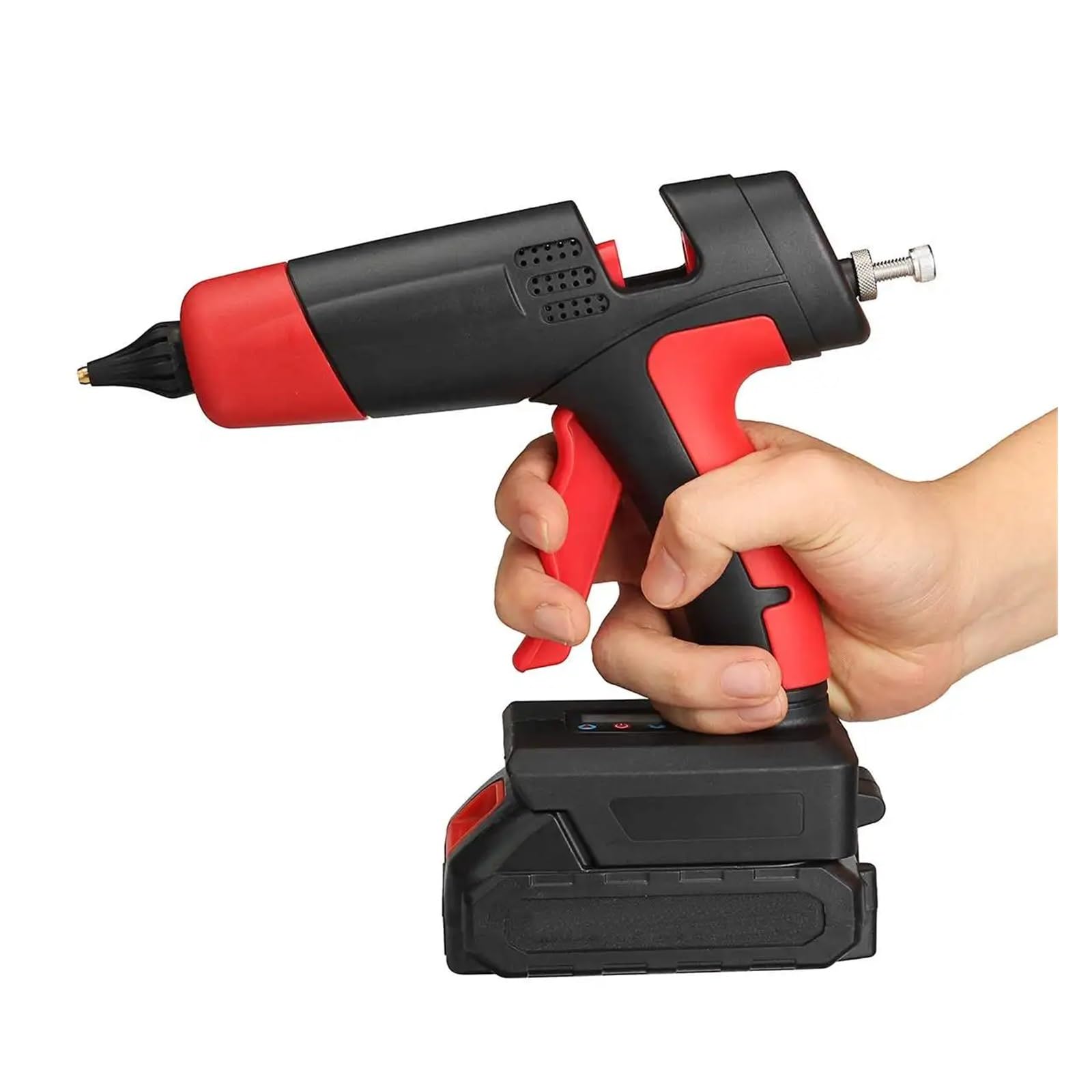 Pistola for colla a caldo senza fili con 10 stick di, batteria agli ioni litio ricaricabile, ugello in rame, strumento riparazione fai da te for la casa, 21 V, 1000 W(2 battery)