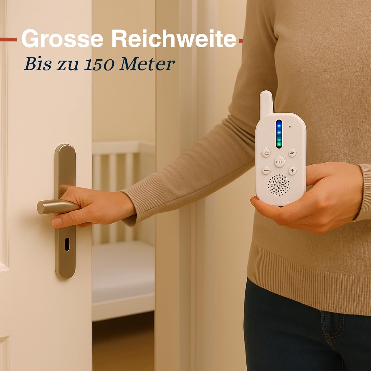 Grundig DECT Audio-Babyphone – Babyfon mit 150 m Reichweite – Eltern-Kind-Einheit – mit LED-Tonanzeige und Gegensprechfunktion – Kinderzimmer-Zubehör – Weiß