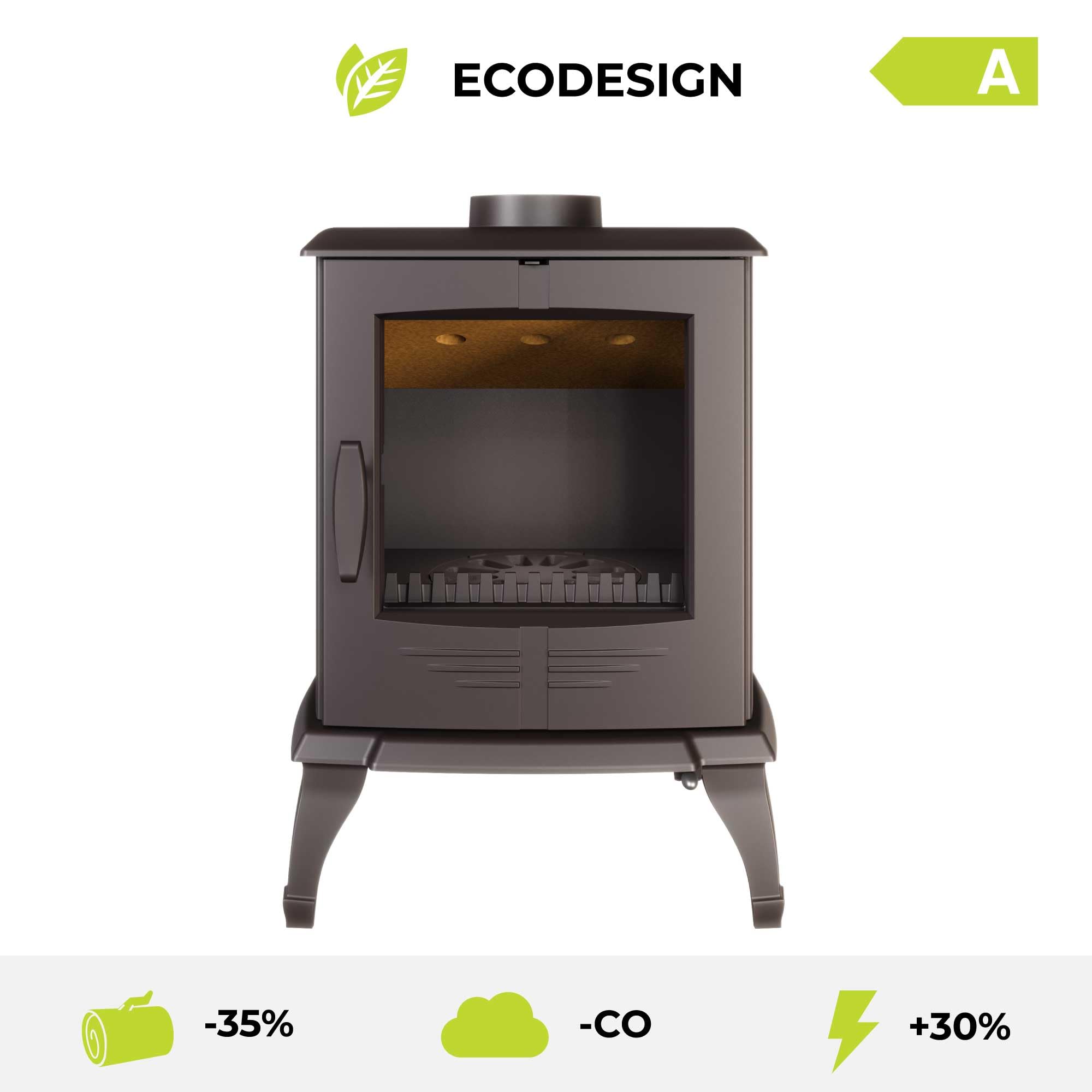 Stufa a legna libera installazione, in ghisa nera - P8 (7,9 kW) ECO