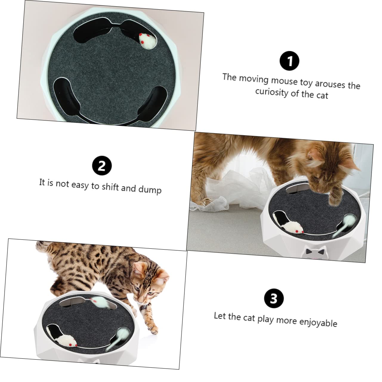 COLLBATH Jouet Électrique pour Chat Souris Électronique à Cache-Cache | Abs Blanc, 3 Piles Aa Incluses, Action de Fouissage Portable, Expérience de Chasse Simulée