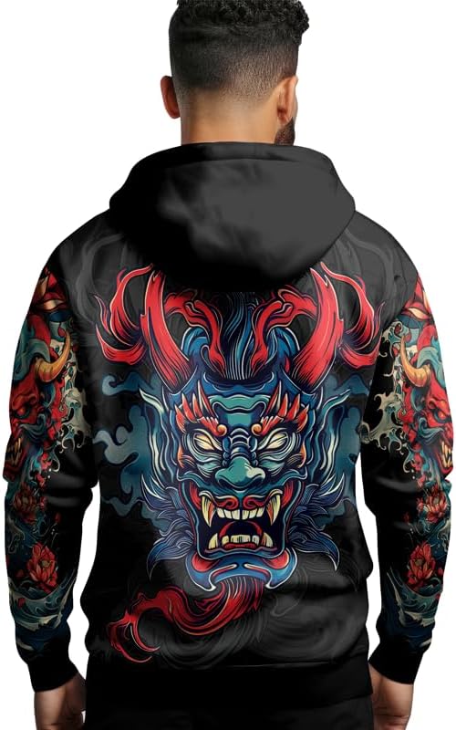 Samurai Mens Hooded Sweatshirt 3D Printed Graphic Pullover Streetwear Hoodies for Men and Women