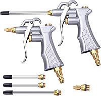 JASTIND Industrial Air Blow Gun 2-Pack: Brass Adjustable Nozzle, Steel Extensions, Powerful Pneumatic Dust Cleaner for Air Compressors