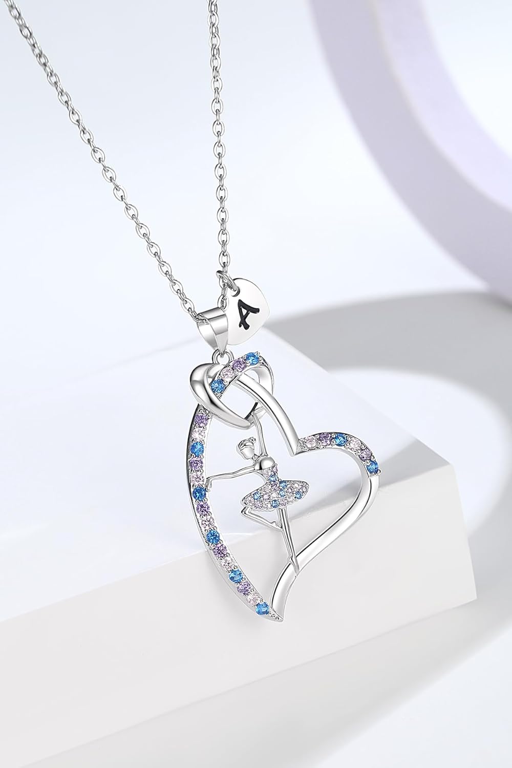 Ballerina Necklaces Gifts for Girls Ballet Dancer Necklaces for Teens Little Girls Heart Initial Dance Necklace Jewelry GiftsWomen - Image 2