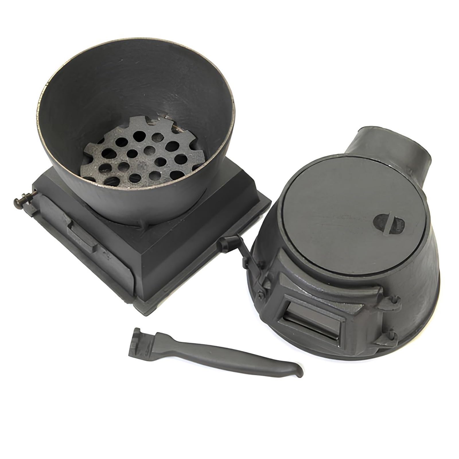 BRENNHOLZ × asimocrafts A_Cooker Cast Iron Wood Stove, Mini Wood Burning Stoves for Home