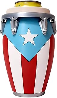 Puerto Rican Flag Conga Style 3D Printed 12oz Can Holder, Boricua Caribbean Gift Insulated Beverage Holder Conga-Style Can Cooler Sleeve, Novelty Drink Cooler for Standard Cans, Lightweight (AA)