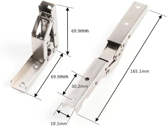 4 Pack 90 Degree Folding Hinge Bracket, Cabinet Hinges for Pull Down Shelf