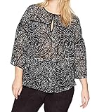 tonale Stichdetails Lucky Brand Women\'s Printed Bell Sleeve Top, Black/Multi, M