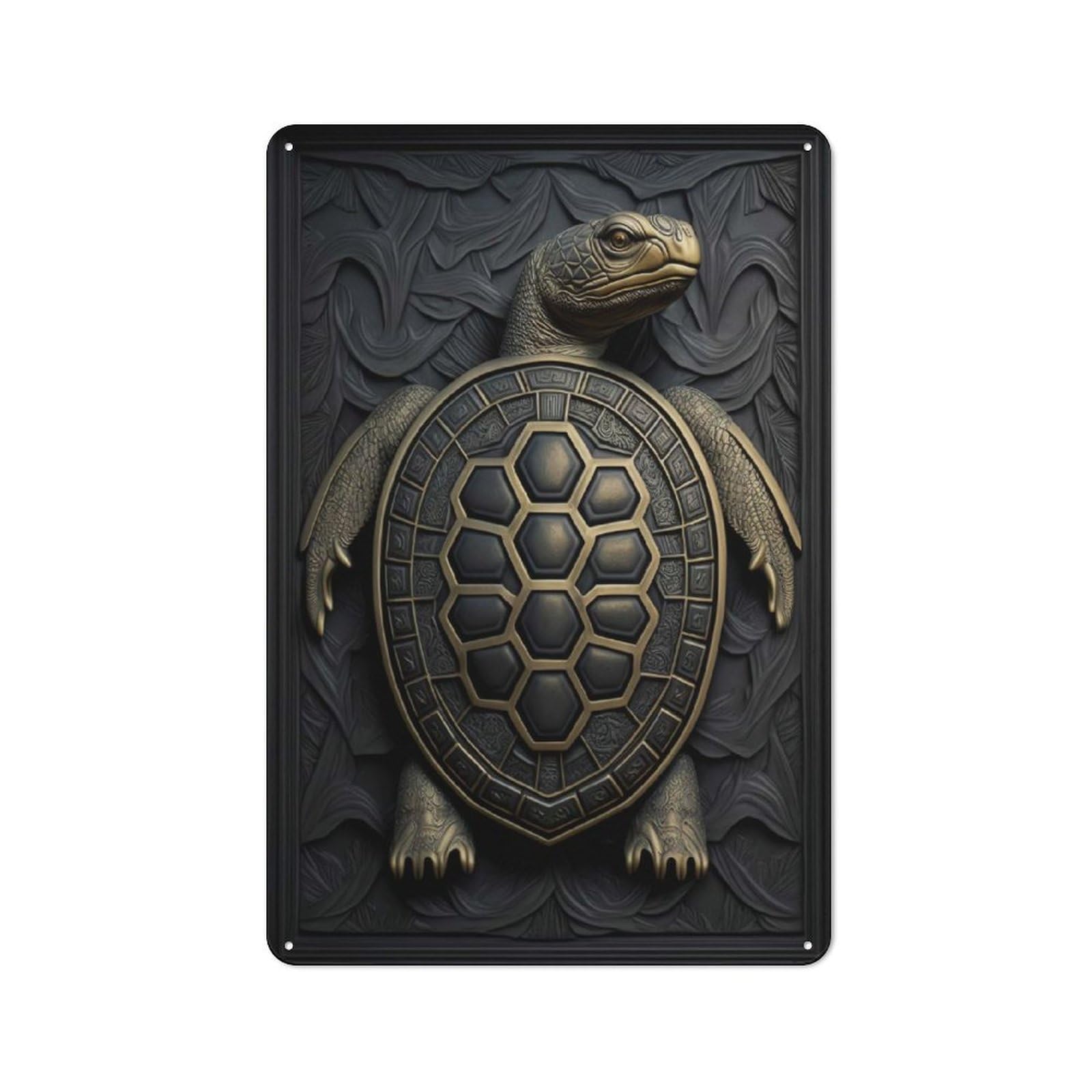 Rustic Turtle Gold Decor Tin Wall Sign 30x20cm, Kitchen Wall Decor for Bakery, Diner, Cafe Or Family Room